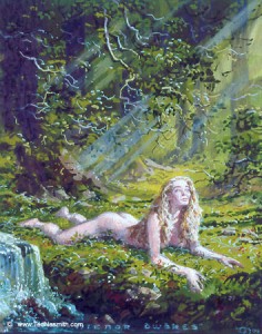 Nienor Flees Into the Woods (MECCG) – Ted Nasmith