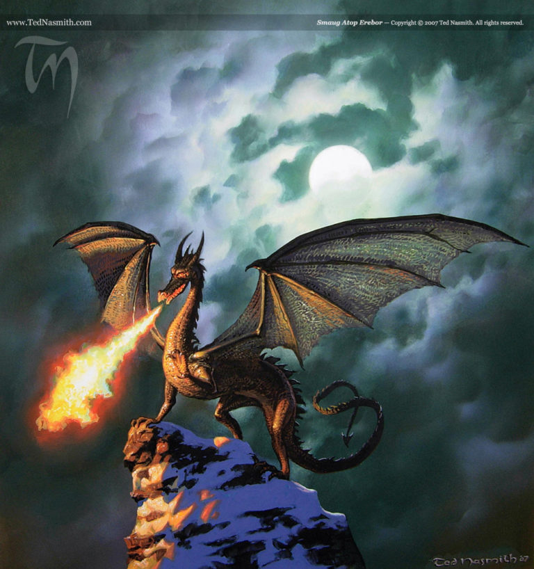 Smaug Atop Erebor – Ted Nasmith